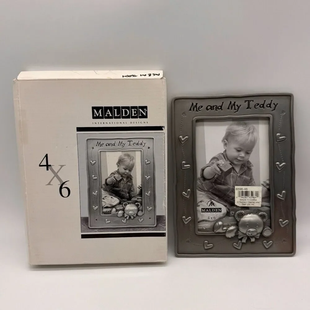 Me And My Teddy Pewter Like Finish Picture‎ Frame By Malden Easel Mount 4”x6”